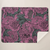 Couverture Sherpa Fleurs de pivoines violettes (Devant (Horizontal))