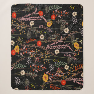 Couverture Sherpa Fleurs de prairie en floraison main tiré