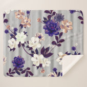 Couverture Sherpa Fleurs de printemps Motif en silhouette noire (Devant (Horizontal))