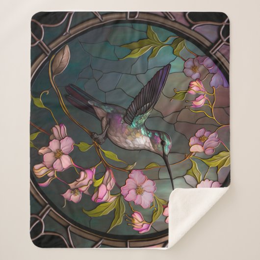 Couverture Sherpa Fleurs de printemps Motifs en verre lisse (Devant)