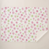 Couverture Sherpa Fleurs de Ranunculus Menthe Rose (Devant (Horizontal))