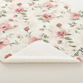 Couverture Sherpa Fleurs de roses roses (3/4)