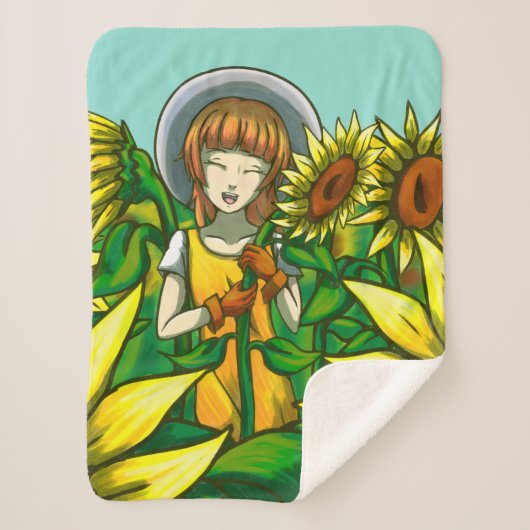 Couverture Sherpa Fleurs de soleil (Devant)