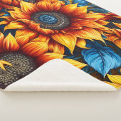 Couverture Sherpa Fleurs de soleil jaune rouge et bleu (3/4)