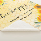 Couverture Sherpa Fleurs de soleil jaunes abeilles rustiques heureux (3/4)