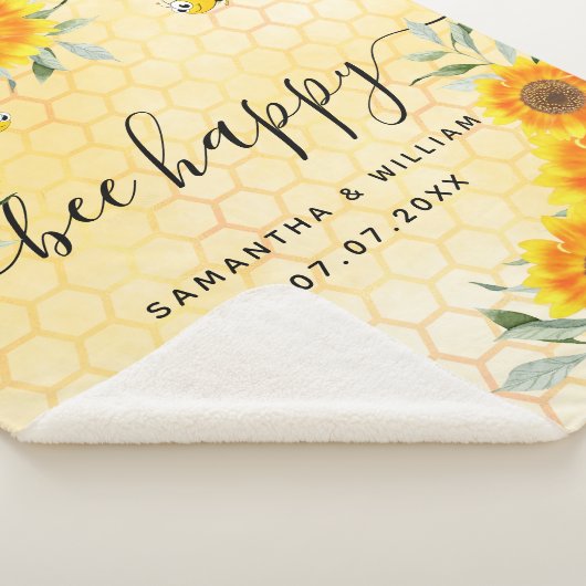 Couverture Sherpa Fleurs de soleil jaunes abeilles rustiques heureux (3/4)