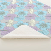 Couverture Sherpa "Fleurs de trèfle bleu pastel et violet” (3/4)