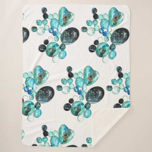 Couverture Sherpa Fleurs de verre de mer et bling (Devant)