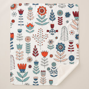 Couverture Sherpa Fleurs dessinées à la main sans couture motif