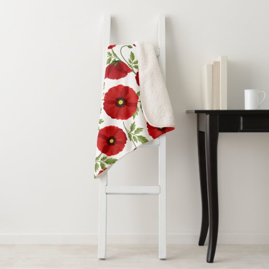 Couverture Sherpa Fleurs d'été joyeuses floraison de pavot (En situation)