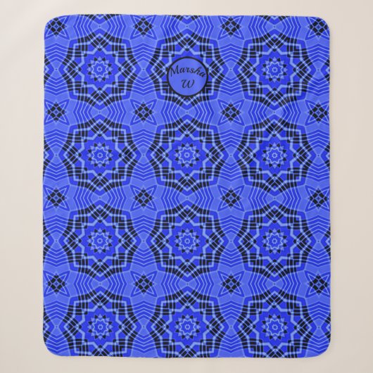 Couverture Sherpa Fleurs d'étoiles Abstraites bleues (Devant)
