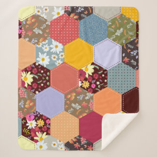 Couverture Sherpa Fleurs d'hexagone colorées Design de revêtement