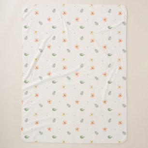 Couverture Sherpa Fleurs d'Hibiscus Crème de Pêche Tropicale