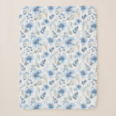 Couverture Sherpa Fleurs d'hiver à l'aquarelle bleue (Devant)