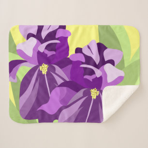 Couverture Sherpa Fleurs d'Iris Pourpre Barbu