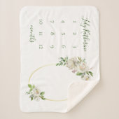 Couverture Sherpa Fleurs dorées Nom du bébé Jalon Photo (Devant)