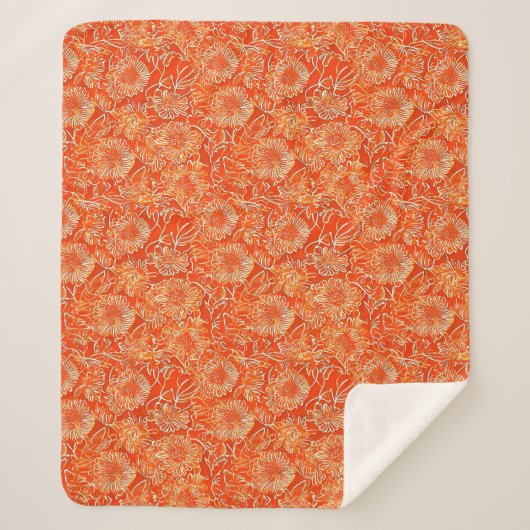 Couverture Sherpa Fleurs douces orange (Devant)