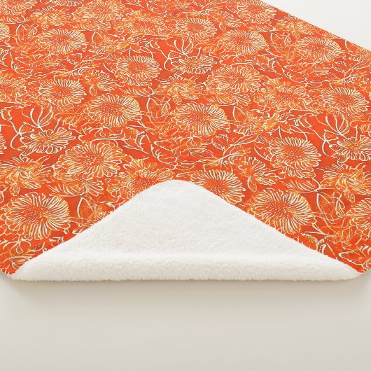 Couverture Sherpa Fleurs douces orange (3/4)