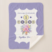 Couverture Sherpa Fleurs du 5ème anniversaire à jamais violet (Devant)