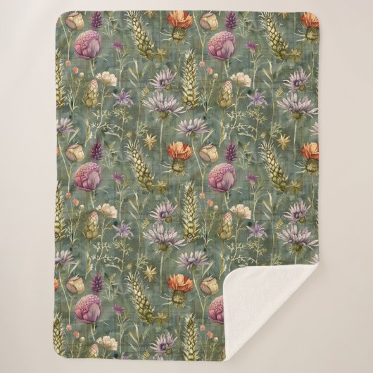 Couverture Sherpa Fleurs écossaises (Devant)