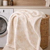 Couverture Sherpa Fleurs en Beige Clair