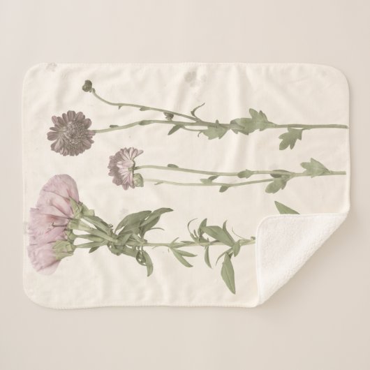 Couverture Sherpa Fleurs en rose (Devant (Horizontal))