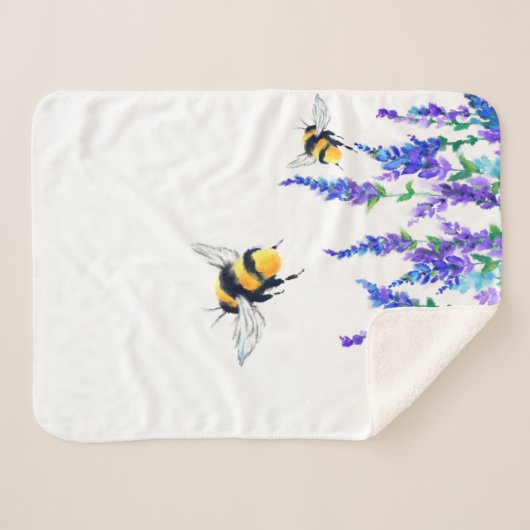 Couverture Sherpa Fleurs et abeilles Sherpa Blanket (Devant (Horizontal))