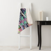 Couverture Sherpa Fleurs et éléphant Nom personnalisé Aquarelle (En situation)