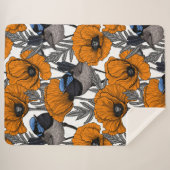 Couverture Sherpa Fleurs et fleurs de pavot orangé 2 (Devant (Horizontal))