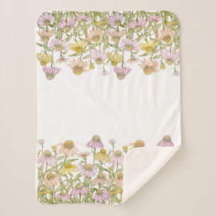 Couverture Sherpa Fleurs Florales Botaniques Aquarelle Petite