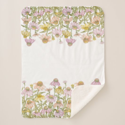 Couverture Sherpa Fleurs Florales Botaniques Aquarelle Petite (Devant)