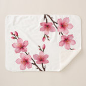 Couverture Sherpa Fleurs florales de cerisier rose blanc (Devant (Horizontal))