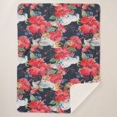Couverture Sherpa Fleurs florales Fleurs de feuillage Hibiscus rouge (Devant)
