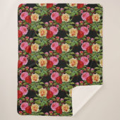 Couverture Sherpa Fleurs florales Roses rouge rose jaune vert (Devant)