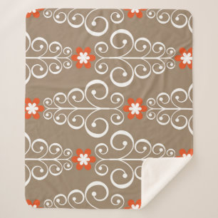 Couverture Sherpa Fleurs géométriques : Conception Vintage et transp