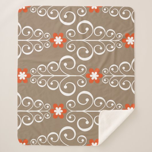 Couverture Sherpa Fleurs géométriques : Conception Vintage et transp (Devant)