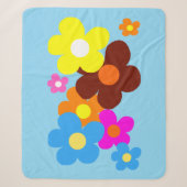 Couverture Sherpa Fleurs heureuses ciel bleu clair (Devant)