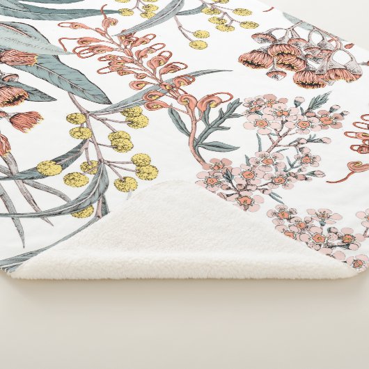 Couverture Sherpa Fleurs indigènes australiennes. Noir motif transpa (3/4)