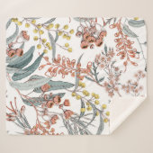 Couverture Sherpa Fleurs indigènes australiennes. Noir motif transpa (Devant (Horizontal))