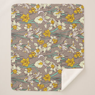 Couverture Sherpa Fleurs Iris Narcissus Vintage sans fil