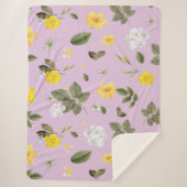 Couverture Sherpa Fleurs jaunes et roses blanches 5 (Devant)