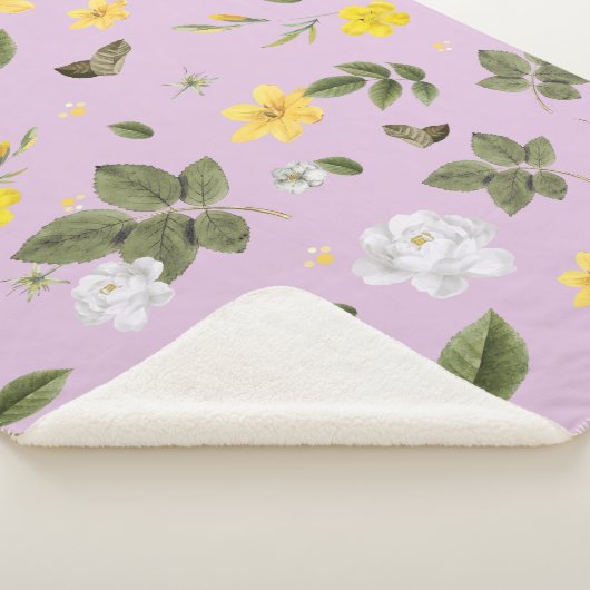 Couverture Sherpa Fleurs jaunes et roses blanches 5 (3/4)
