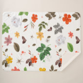 Couverture Sherpa Fleurs jaunes et roses blanches 7 (Devant (Horizontal))
