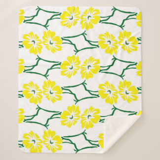 Couverture Sherpa Fleurs Jaunes : Motif sans couture illustré