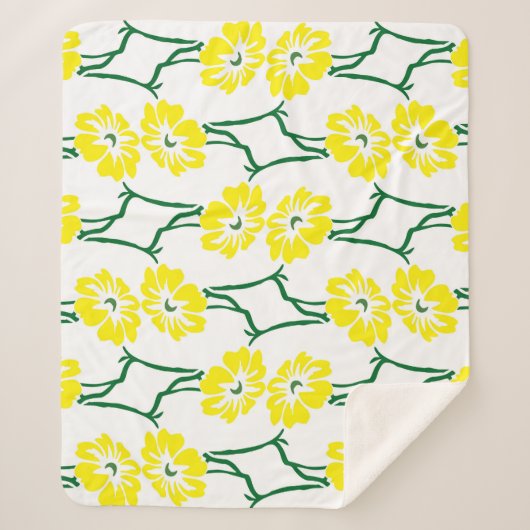 Couverture Sherpa Fleurs Jaunes : Motif sans couture illustré (Devant)