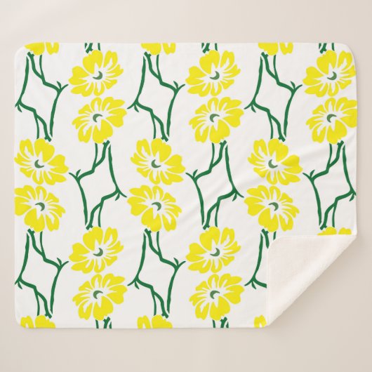 Couverture Sherpa Fleurs Jaunes : Motif sans couture illustré (Devant (Horizontal))