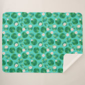 Couverture Sherpa Fleurs Lys d'Eau Blanche & Motif Lily Pad (Devant (Horizontal))