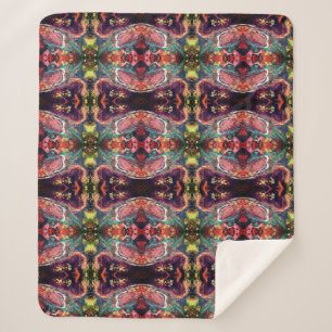 Couverture Sherpa fleurs magiques Abstraites or rose