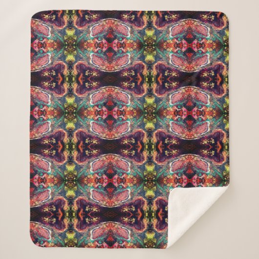 Couverture Sherpa fleurs magiques Abstraites or rose (Devant)