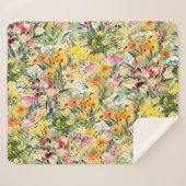 Couverture Sherpa Fleurs Minuscules Champ : Aquarelle Lumineuse. (Devant (Horizontal))